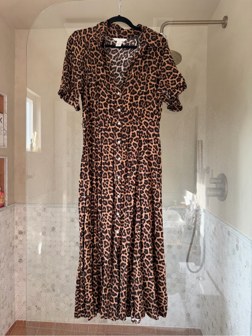 H&M Leopard Print Button-Front Maxi Dress - Brown/Black